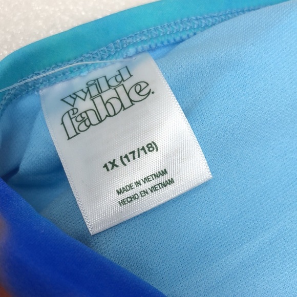 New Wild Fable Bikini Top Tunnel Front Blue Marble Tie Dye Size 1X - Picture 8 of 10